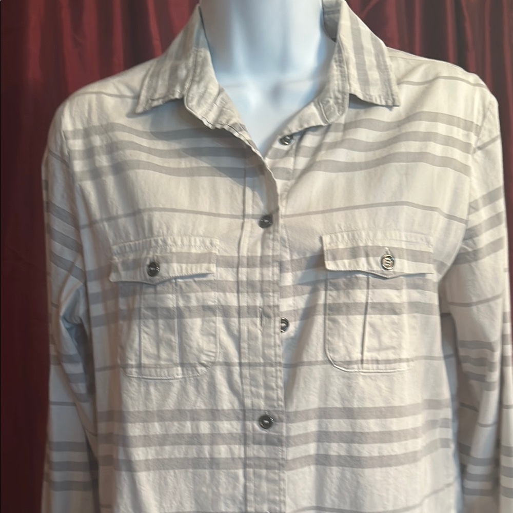 Burberry Gray and White Button Down Shirt - Picture 3 of 6